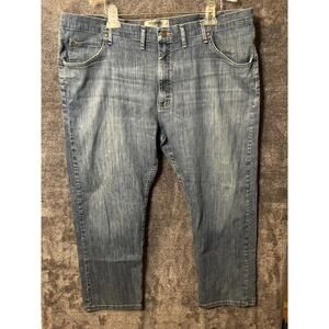 Wrangler Authentic Jeans Men’s 42x28 Blue Relaxed Fit Straight Leg Stretch Denim